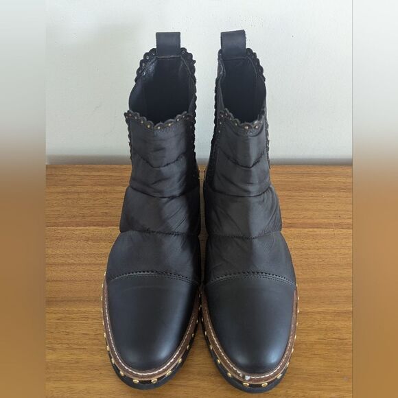 Free People Leather Studded Bootie 39/9 Whimsigoth Boho Dark Academia Maximalist - Picture 4 of 13